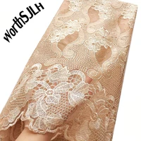 2019 tulle nigerian french lace fabric with stones aso ebi mesh african fabric lace material wedding gold lace fabric for dress