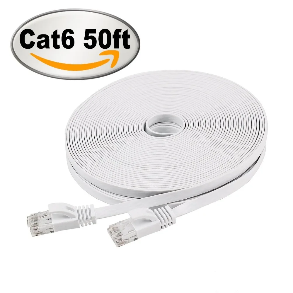 Ethernet Кабель Cat 6 плоский сетевой кабель 50 футов белый черный с разъемом Rj45 15 м|cable