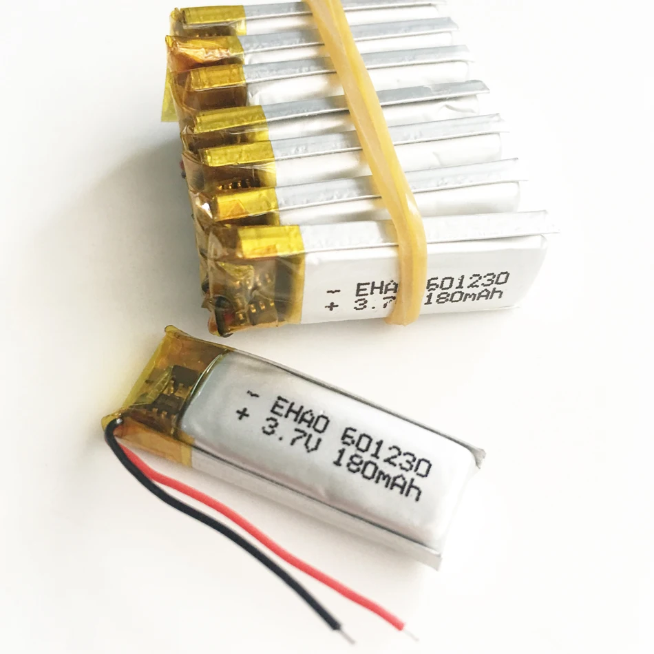 

10 PCS 3.7V 180mAh 601230 Lithium Polymer Li-Po Rechargeable Battery Cells For Mp3 GPS Bluetooth Headphone Headset Smart Watch