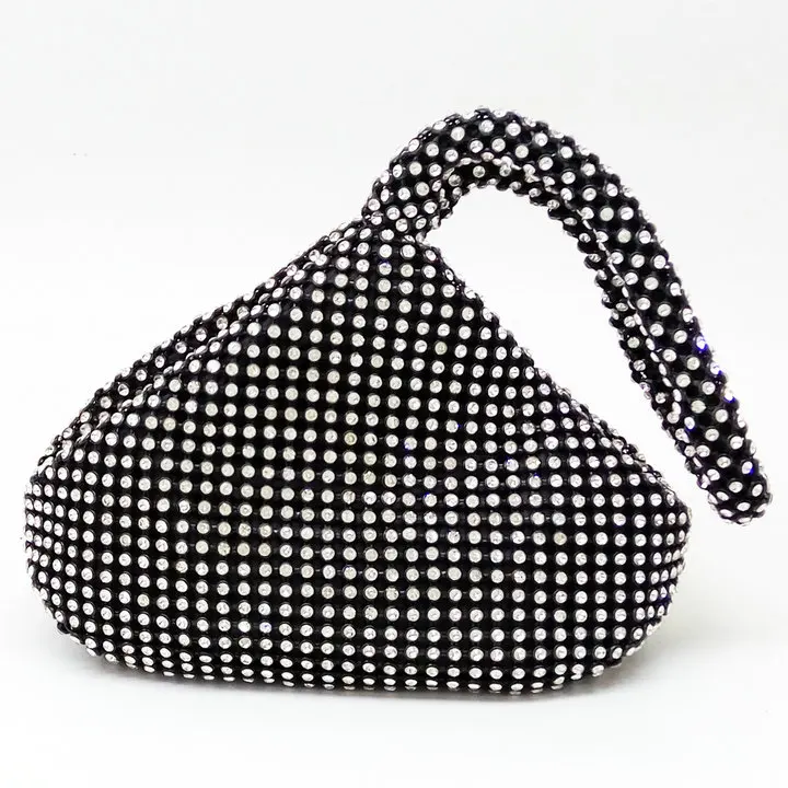 Black Crystal Bag Бутик De FGG сверкающий серебряный бриллиантовый женский Мини Вечерний Клатч Сумочка на руку для невесты Свадебная вечеринка Хрустальная сумочка и кошелек - Цвет: Black Crystal Bag