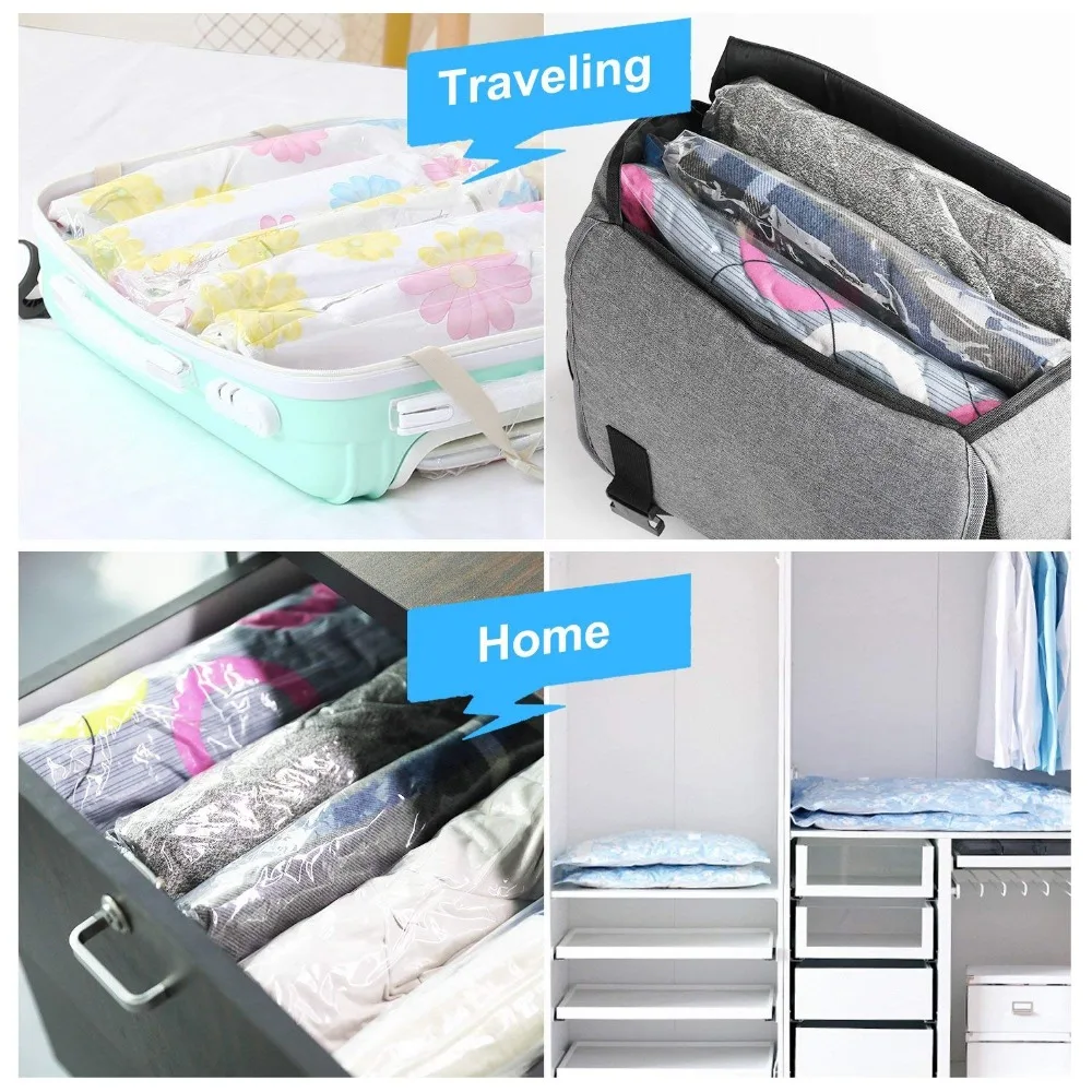 

12 pcs Vacuo Foldable Storage Bag Luggage Organizer 3Size 50X70cm 40X60cm 35X50cm Vacuum Bags for Clothes Saver Space Anti-dirty