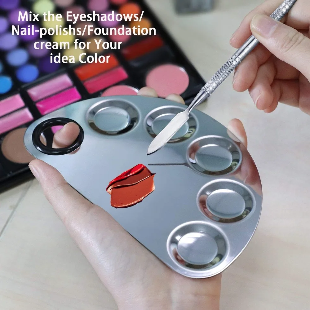Makeup Palette Spatula Mixing Tray - Stainless Steel Cosmetic Blending Tool (L0552) image 5