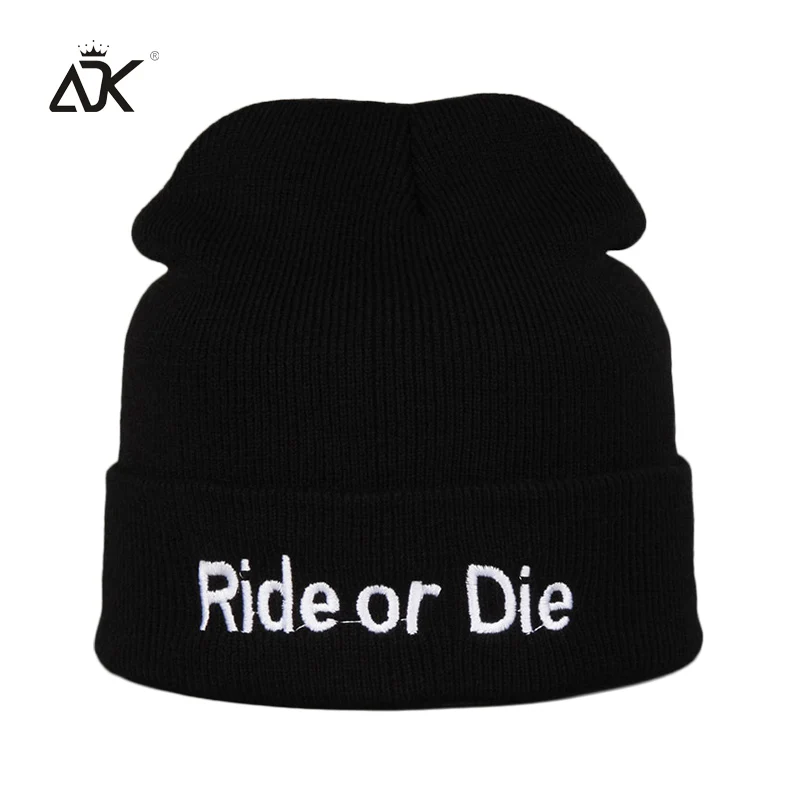 Зимние женские Beanie унисекс вышивка вязаная шапка Ride Or Die модный бренд Повседневное 2018 новые мягкие хип хоп