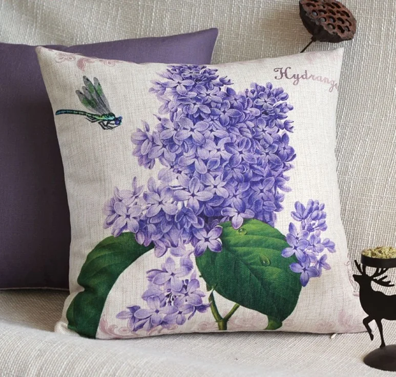 Шикарный цветок гортензии чехол для подушки в цветочек фиолетового цвета