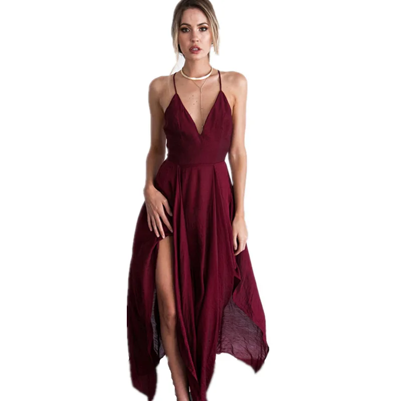 Женское асимметричное платье на бретелях спагетти однотонное Привлекательное