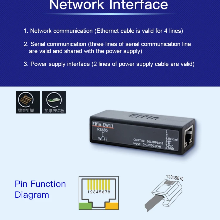 EW11 MINI RS485 последовательный сервер для Ethernet ModbusTCP последовательный Ethernet RJ45 конвертер со встроенным веб-сервер