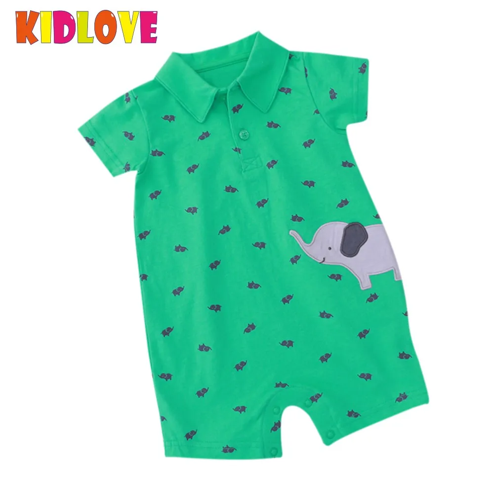 KIDLOVE/Летний комбинезон для маленьких мальчиков хлопковый зеленый с короткими