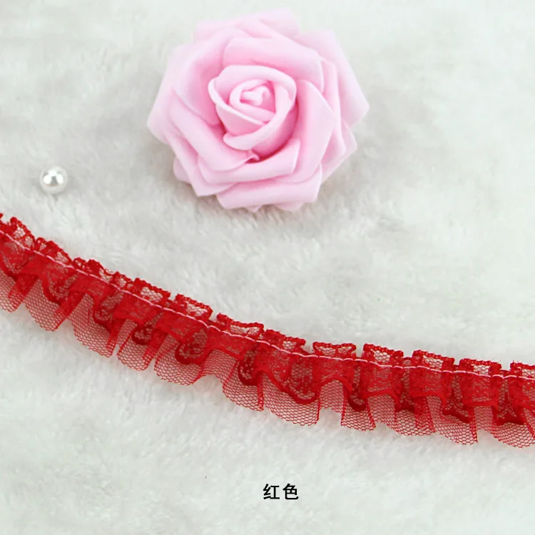 5 ярдов/серия шифон органза кружева ленты DIY шитье одежды и ткань 4 см ширина плиссированные кружева ленты