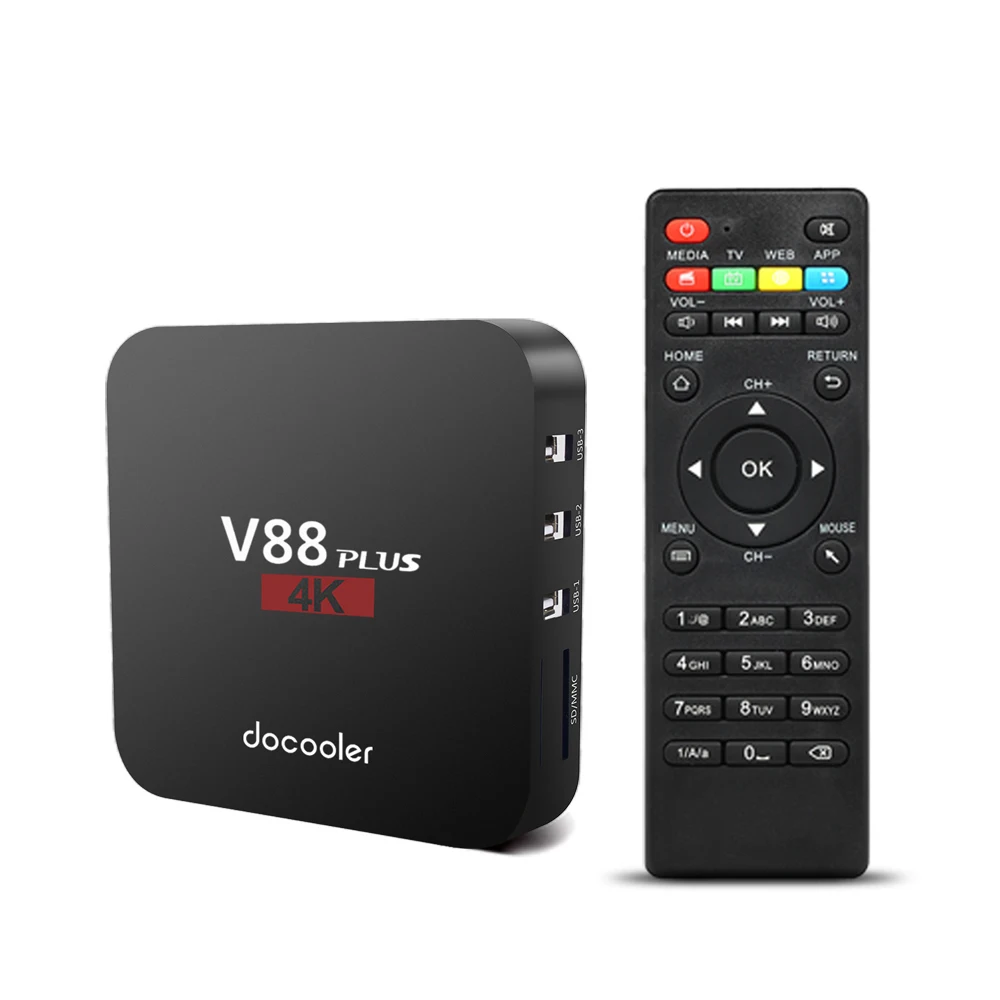 Docooler V88 Plus ТВ приставка Android 8,1 RK3329 Четырехъядерный 4K VP9 H.265 2 Гб 16 Гб Miracast DLNA WiFi LAN HD игры Смарт медиаплеер