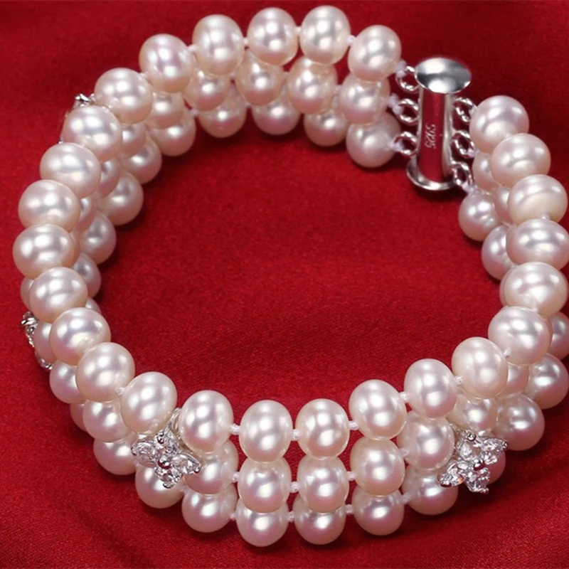 Женский браслет из натурального пресноводного жемчуга 6-7 дюймов | Украшения и