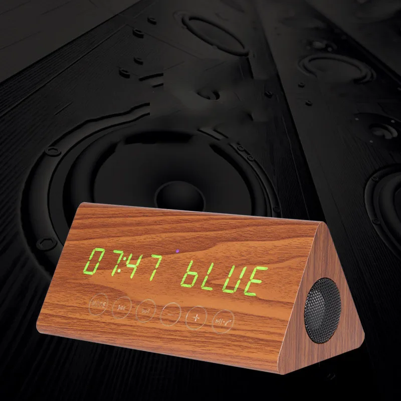 Настольные часы деревянные LED дисплей времени температуры будильник