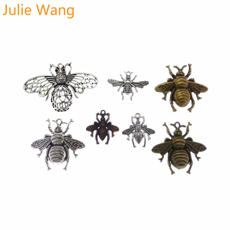 Julie Wang 7 шт. Смешанные Подвески в форме пчелы антикварные цвета Сплав Подвеска