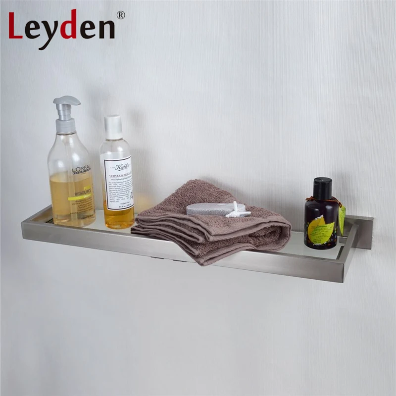 Высококачественная стеклянная квадратная полка Leyden из нержавеющей стали