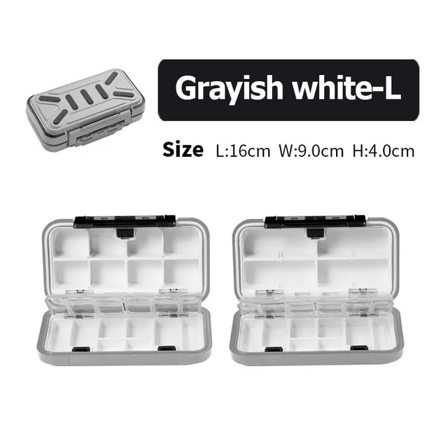 Grayish white-L Новинка, коробка для рыболовных снастей, водонепроницаемая двухсторонняя приманка, крючки для хранения, коробки для ловли карпа, рыболовные принадлежности, 12-30 отсеков - Цвет: Grayish white-L