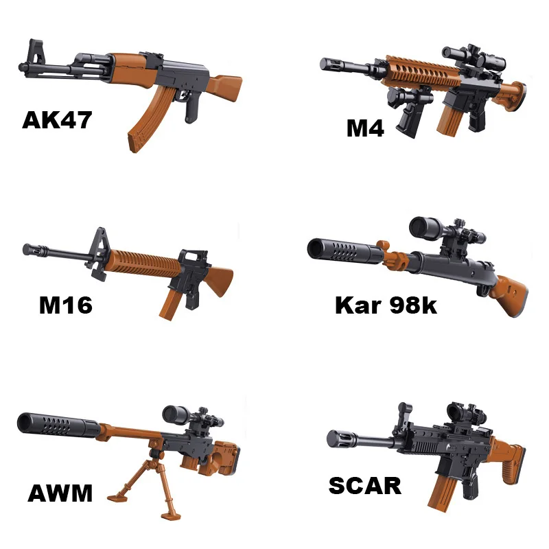 12 шт./компл. детей AK47/M4/AWM/M16 мини винтовка DIY bausteine Spielzeug Pistole Пластик монтаж бластер