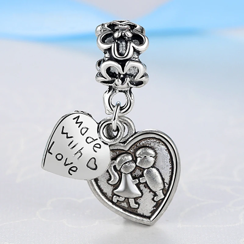 Посеребренные шарики Шарм женщина любовь сердце бусы кулон Fit Pandora женский