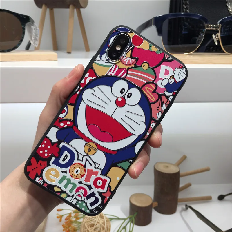 Новый стиль Симпатичные блинтования Doraemon IMD красный синий мягкая оболочка чехол