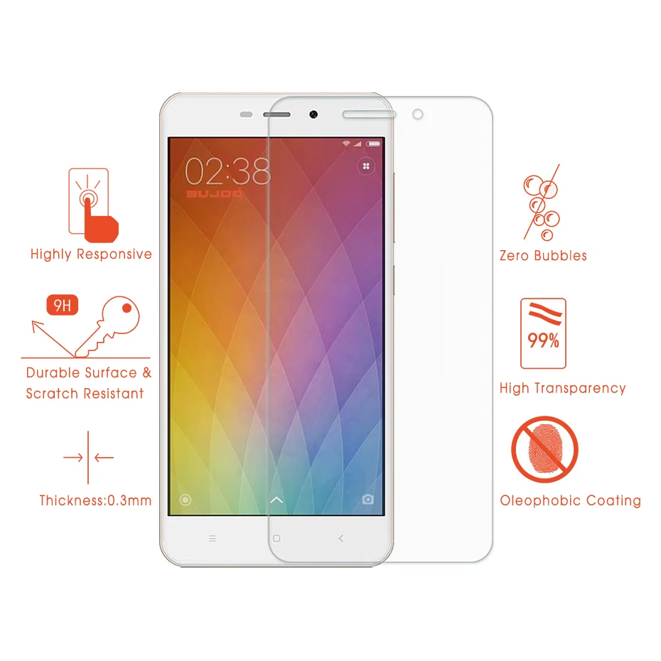 Защитное стекло BUJOO закаленное 2.5D 0 3 мм 9H для Xiaomi Redmi 4A Xiomi Hongmi 4 A 2 упаковки|screen protector