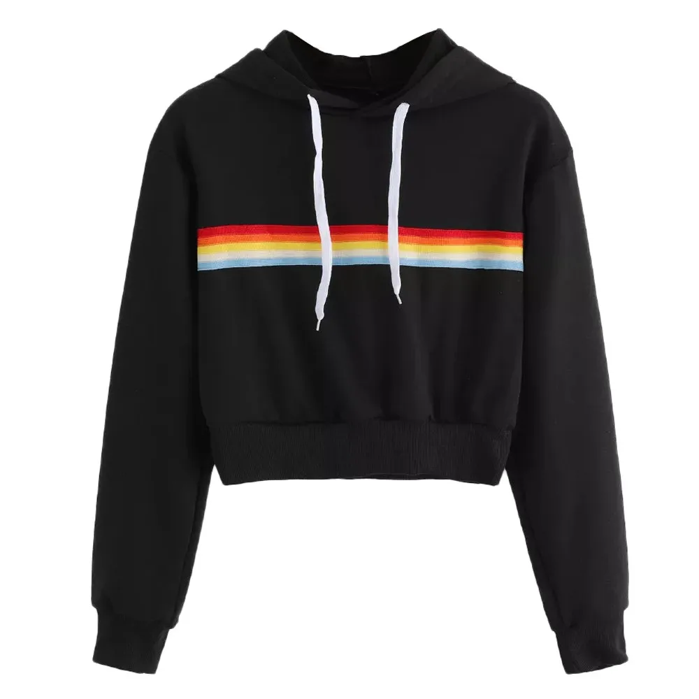 Радуга Лоскутная Толстовка Hoddies женские с длинным рукавом О средства ухода за