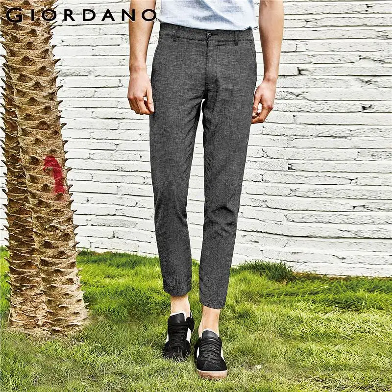 Giordano .мужские повседневные брюки на средней талии из натурального хлопка есть
