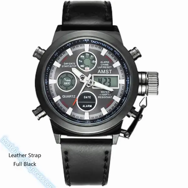 L full black Мужские модные спортивные военные наручные часы новые AMST часы мужские люксовый бренд 5ATM 50m светодиодный цифровой аналоговый кварцевые часы для дайвинга - Цвет: L full black