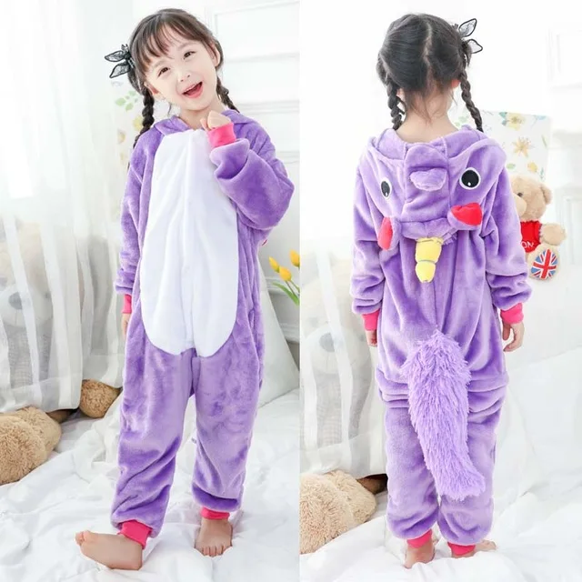 Kigurumi/пижамный комплект с единорогом; Детские Зимние теплые комбинезоны; детские пижамы для костюмированной вечеринки; фланелевые пижамы для мальчиков и девочек; комплект одежды для сна с животными