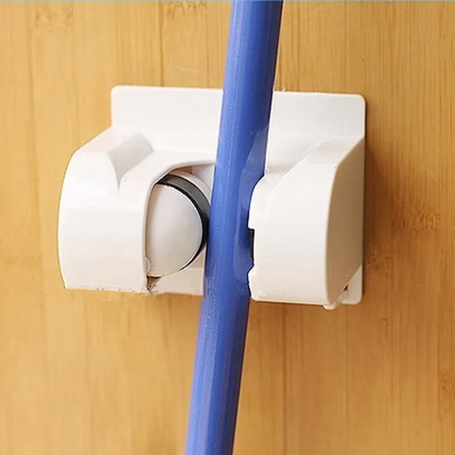 1 шт. белая Кухня хранения швабры метла держатель сильный клей настенная вешалка