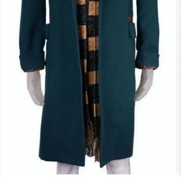 Мужские настроить длинный зеленый Нагрудные полушерстяные Тренч пальто Верхняя