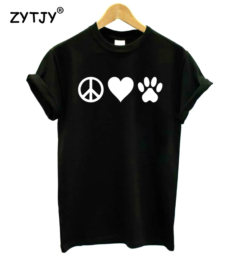 

Мир любовь питомцы собака кошка лапа Печать Женщины футболка хлопок Повседневная забавная футболка для девочек Топ Футболка хипстер Tumblr па...