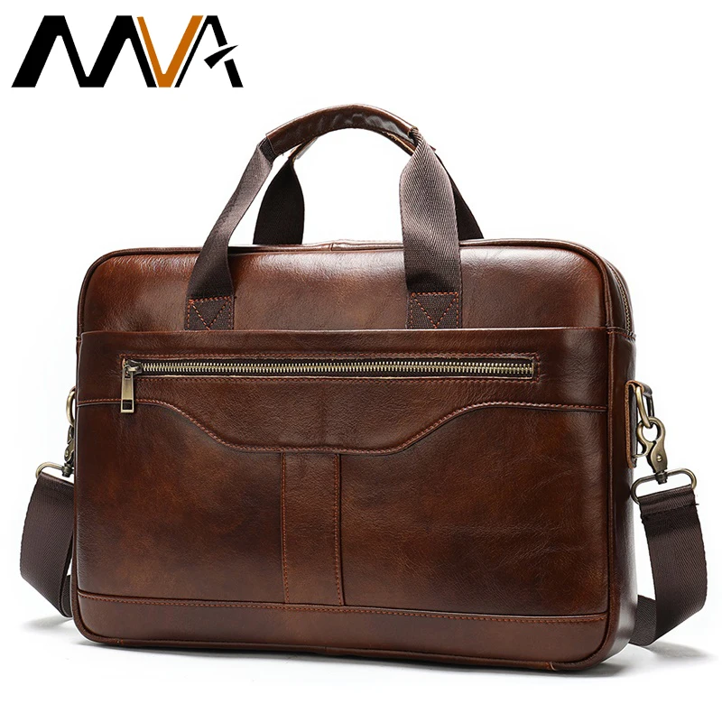 MVA men's briefcase/genuine Leather messenger bag men leather/business male laptop office bags for men briefcases men's bag 8824