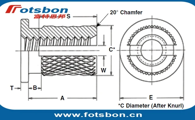 

PFLB-256-1 Press-in threaded inserts PEM standard . Made in China, in stock