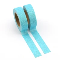 new glitter washi tape japanese stationery 1 55meter kawaii scrapbooking tools masking tape adhesiva decorativa blue 1pcs