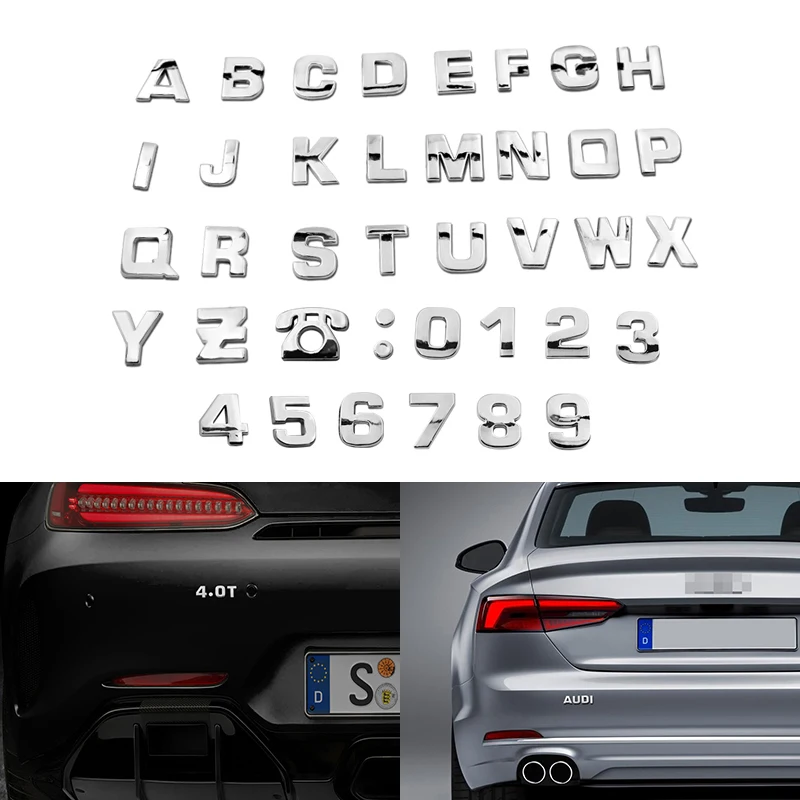 25 мм DIY буквы алфавита эмблема хромированные автомобильные наклейки цифровой