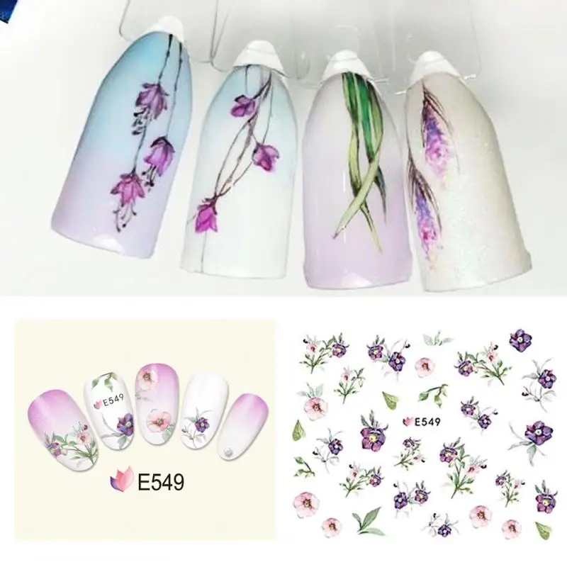 1 лист передачи цветок Ногти украшения эффект цветы Водоотталкивающие наклейки