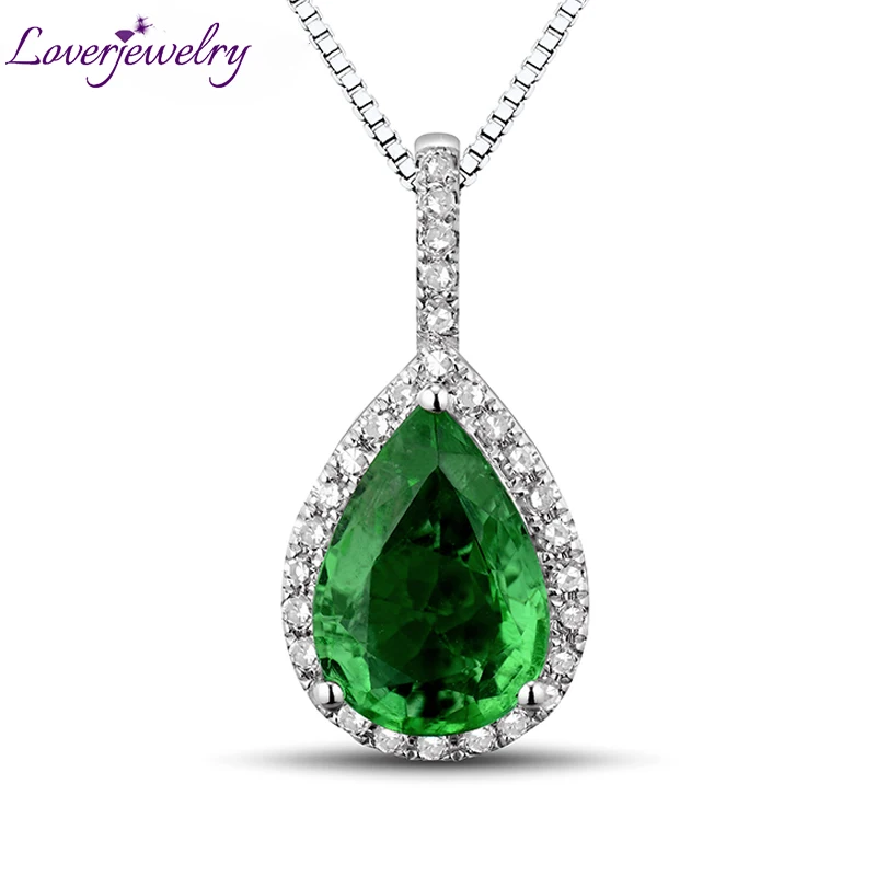 Женское колье с подвеской в виде жемчуга из белого золота 18 карат|emerald diamond