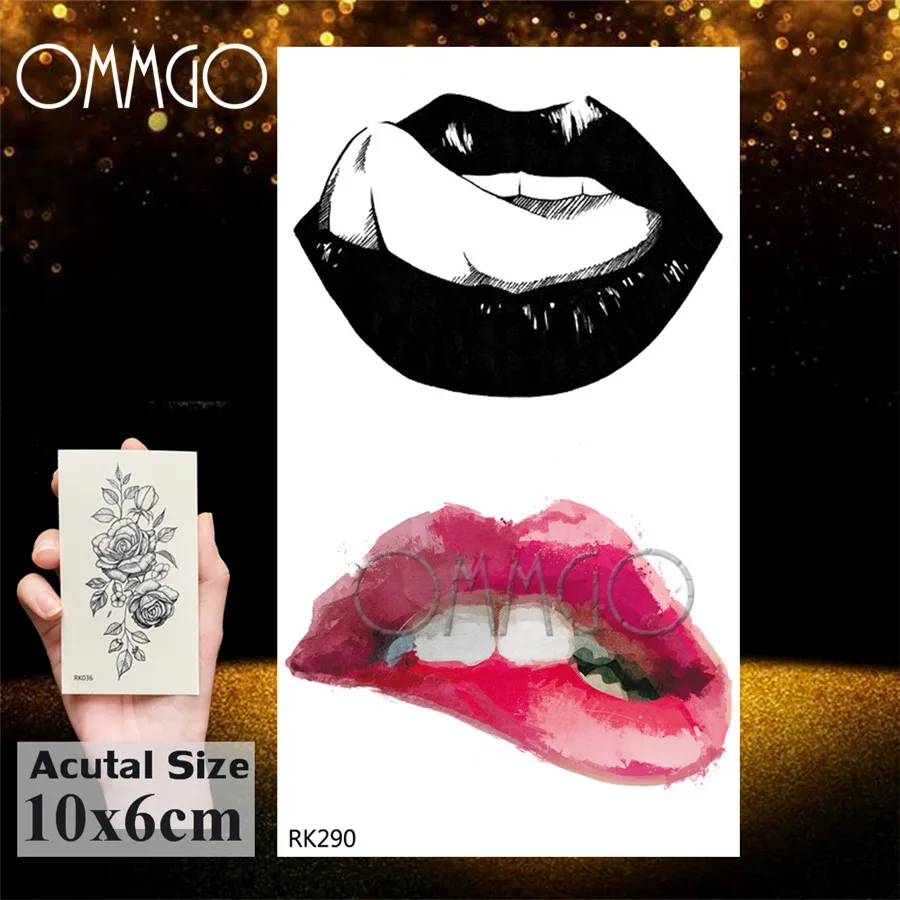 ORK290 OMMGO сексуальные губы Летний стиль Обнаженная девушка рот временная татуировка наклейка боди-арт рука поддельные татуировки DIY Мода на заказ тату мультфильм - Цвет: ORK290
