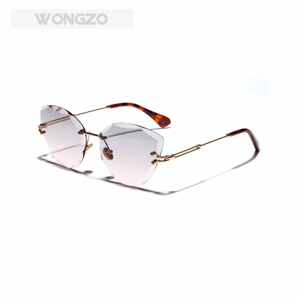 WongZo Borderless sunglasses Retro Cat eye glasses Sun protection Marine style party for women UV400 | Аксессуары для одежды