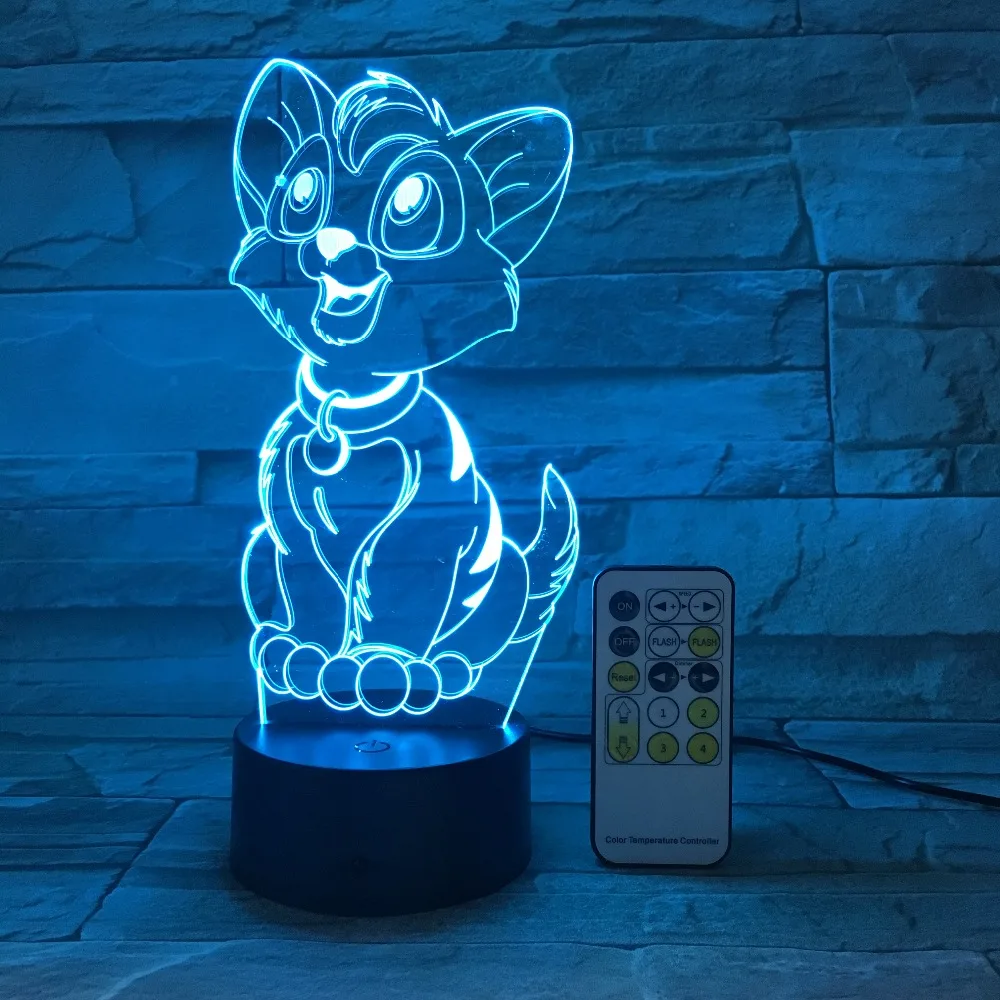 Мультяшная лампа для собак ночник 3D светодиодный USB сенсорный выключатель с
