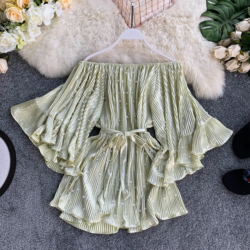 Женский комбинезон ALPHALMODA свободный с высокой талией и широким рукавом | Женская