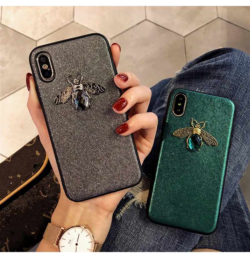 Роскошный брендовый мягкий чехол Diamond Bee Glitte для iphone 6 S 7 8 plus X XR XS Max милый жесткий