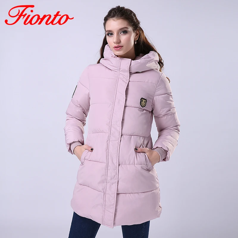 Fionto 2017 Новая мода Длинные зимняя куртка Для женщин тонкий женский пальто