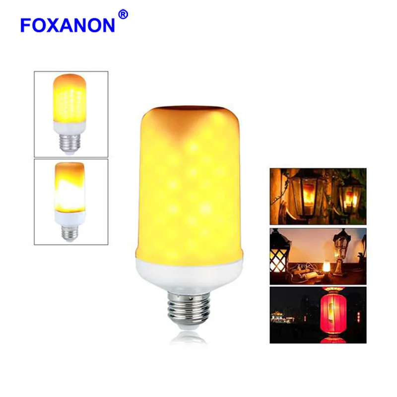 Светодиодная лампа Foxanon E27 2835 с эффектом пламени 3 режима|Светодиодные лампы и