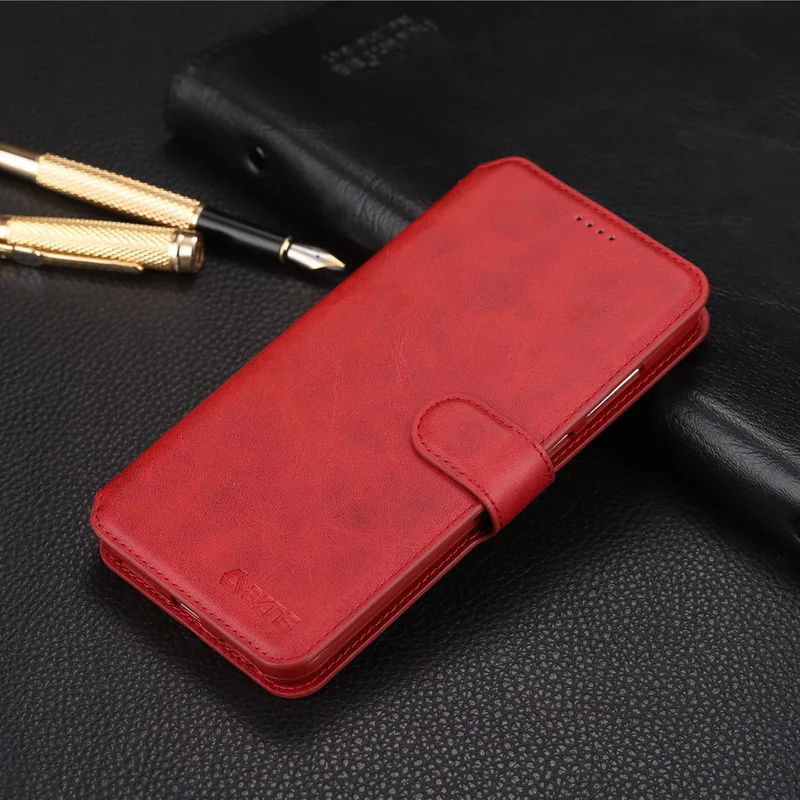 Red Чехол-книжка с бумажником для Red mi Note 7, 6 Pro, 5 Plus, 6A, 6, Роскошный чехол из искусственной кожи держатель для карт, чехол-книжка для Xiaomi mi, A2 Lite - Цвет: Red