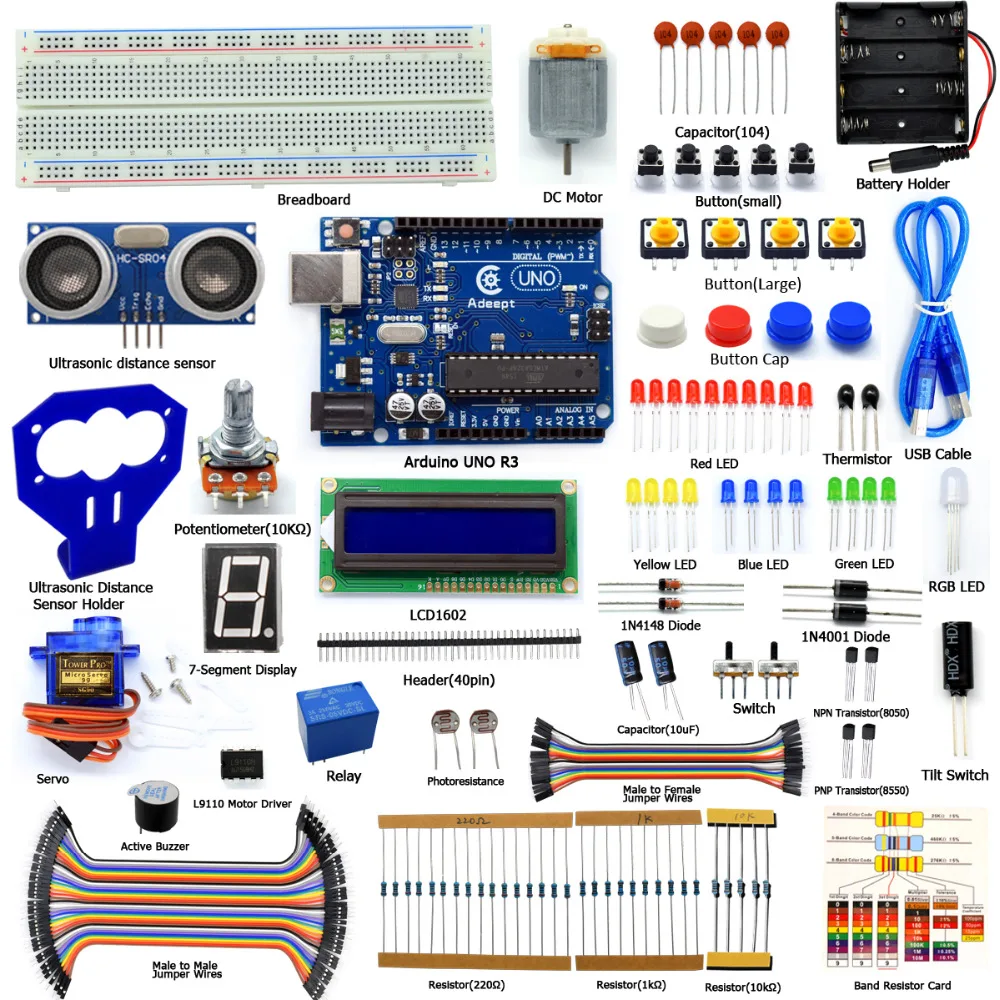 Adeept DIY Электрический Arduino стартовый набор для Arduino UNO R3  ультразвуковой датчик расстояния с Guidebook бесплатная доставка книга  diykit