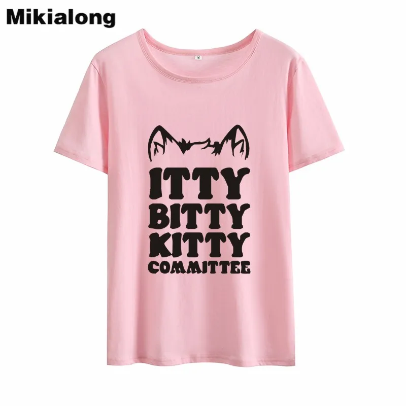 OLN 2018 Kawaii Cat Футболка для женщин напечатанные буквы Забавный футболки топы Femme с
