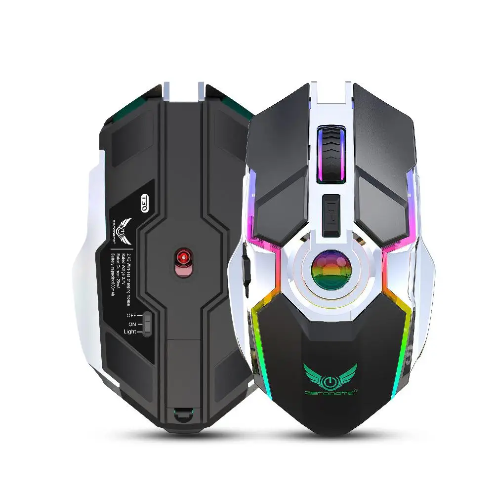 Новая перезаряжаемая беспроводная мышь ZERODATE T30 2 4 ггц RGB лампа для игровой машины