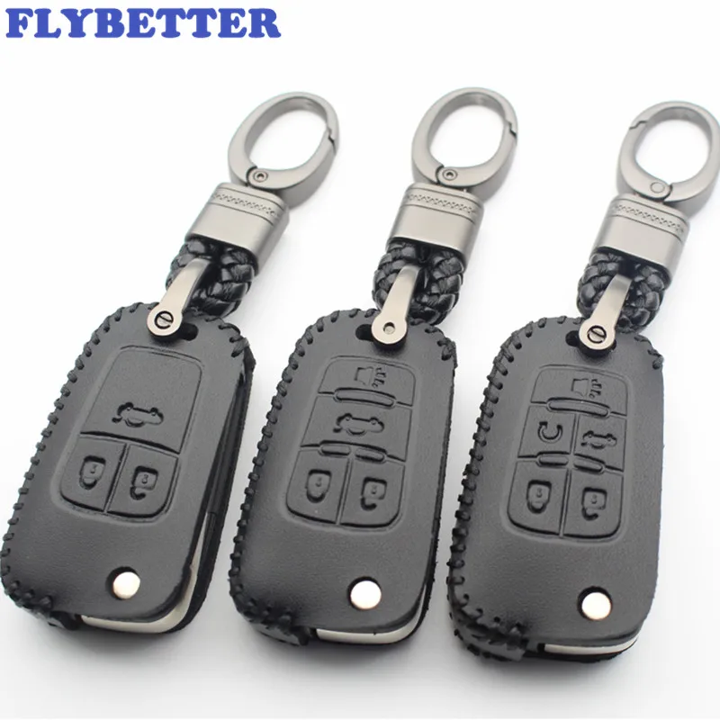 FLYBETTER натуральная кожа 2/3/4/5 Кнопка флип ключ чехол для Chevrolet Aveo/Lova/Cruze/Camaro/Malibu