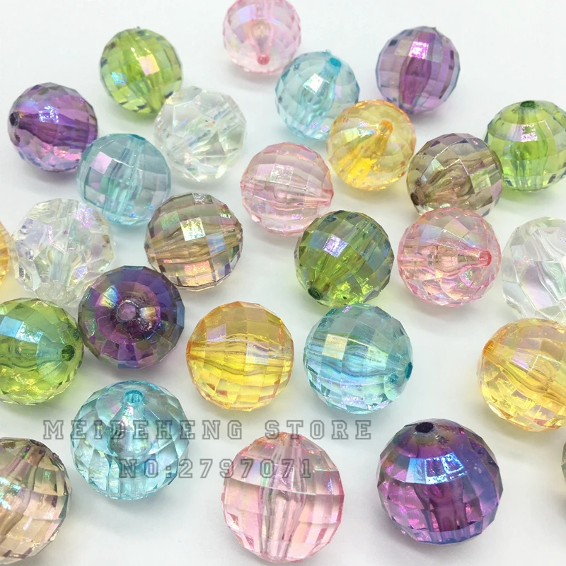 Круглые радужные бусины для изготовления ювелирных изделий 20 шт. макриловые