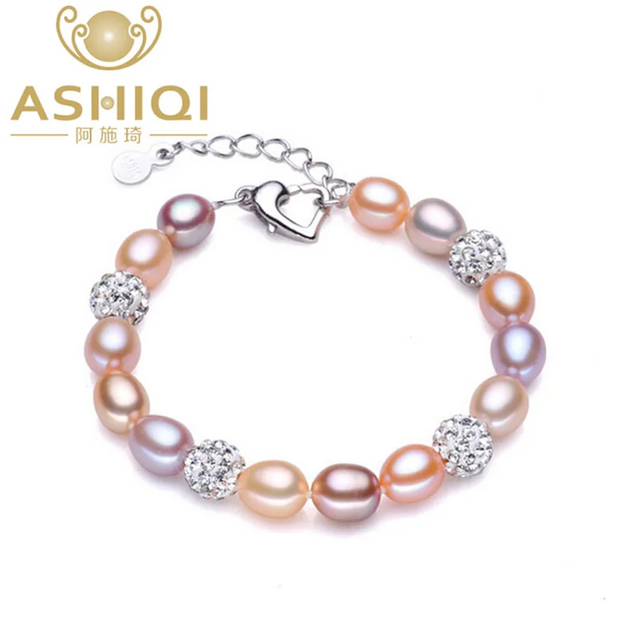 Браслет из натурального пресноводного жемчуга ASHIQI браслеты ручной работы с
