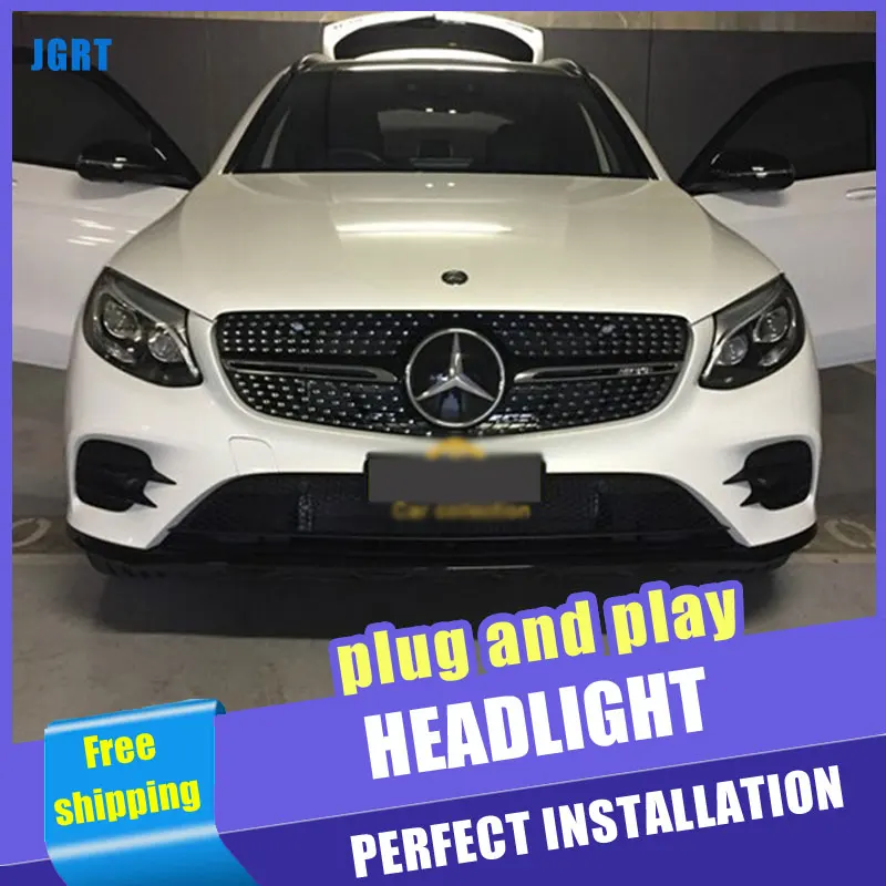 2 шт. автомобиль Стиль светодиодный фары для Benz AMG GLC 2008 2013 налобный фонарь DRL